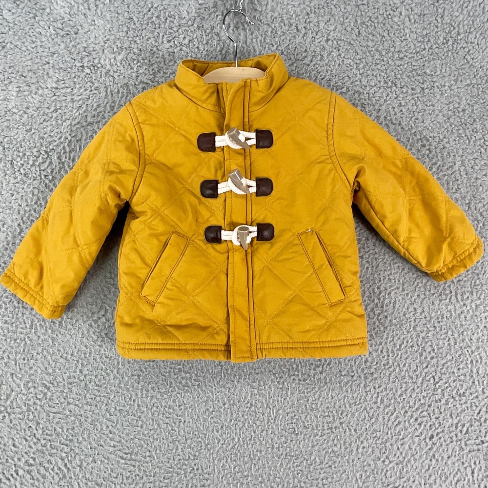 Genuine Kids OshKosh Quilted Jacket 12M Yellow Toggle Barn Coat VN1205859